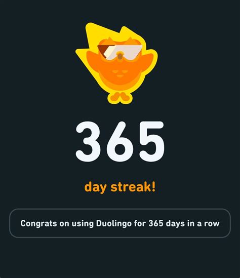 duolingo 365 day streak.